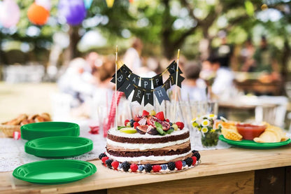 Party Solids Black Plastic Plates For Party 10" Black Disposable Plates For Party Supplies 100 Pcs Plastic Dinnerware Sets Heavy Duty 350 GSM Disposable Dinnerware Set