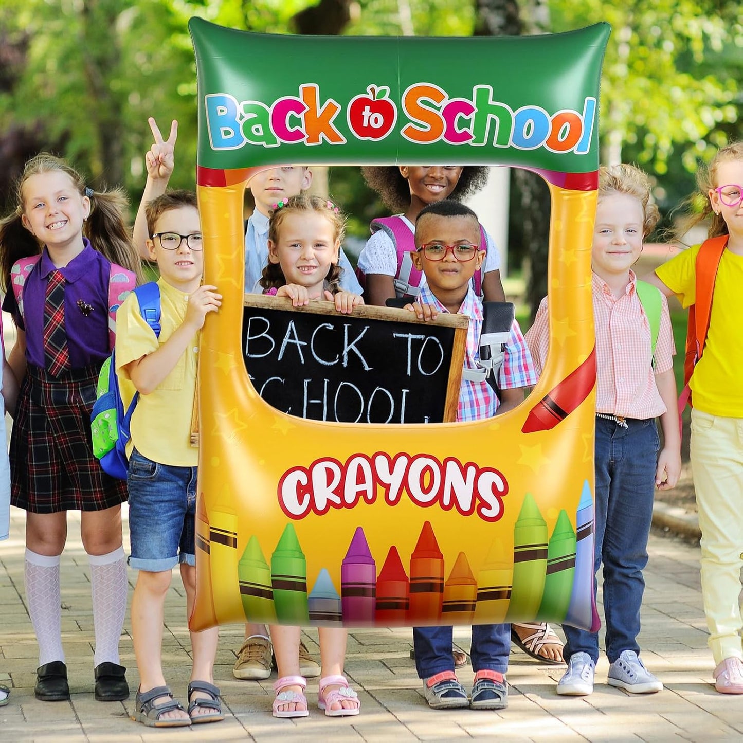 Back to School Decorations Inflatable Balloons Photo Booth Props Frame 40'' Apple Photo Props Pencil Selfie Frame Welcome First Day of School Picture Selfie for Party Decoration(Apple)
