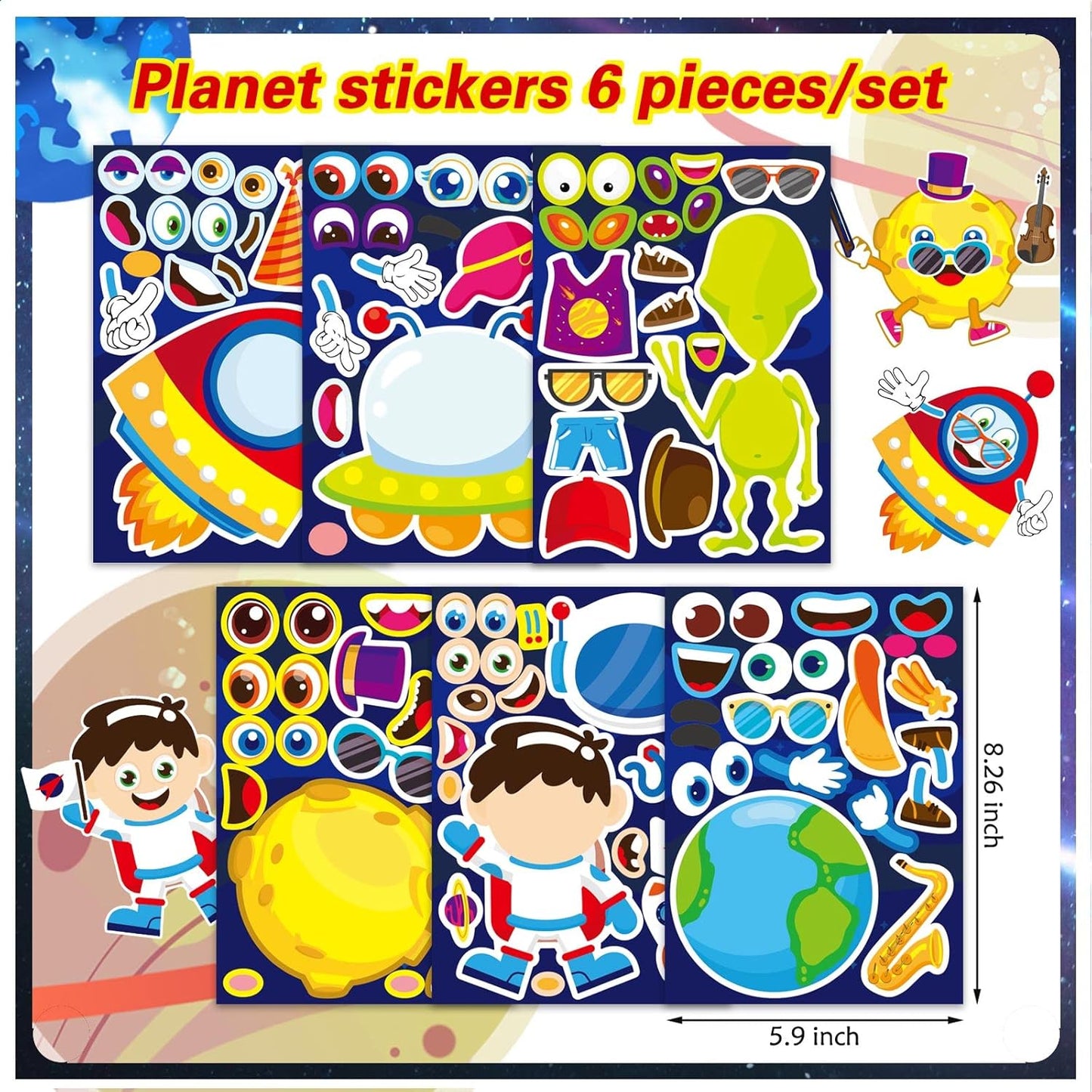 24 Sheets Make-a-face Cupcake Stickers Make Your Own Dessert Stickers Mix and Match Sweets and Fruit Treats Party Favor Supplies for Kids Ice Cream Sticker Games Birthday DIY Art Crafts