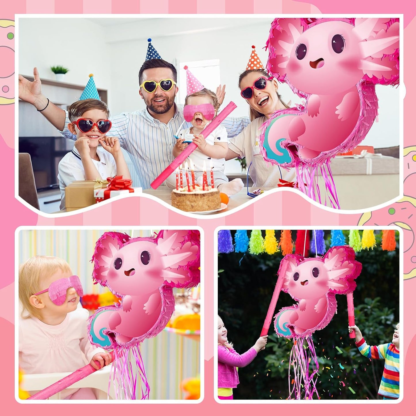 Seematn Capybara Piñata Bundle Capybara Birthday Party Supplies Animal Piñata Bundle with a Blindfold, Bat and Confetti for Birthday Baby Shower Party Decorations