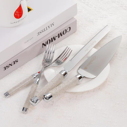 Wedding Cake Cutting Set, Wedding Cake Knife and Server Set with Fork for Mr Mrs for Anniversary Engagement Birthday