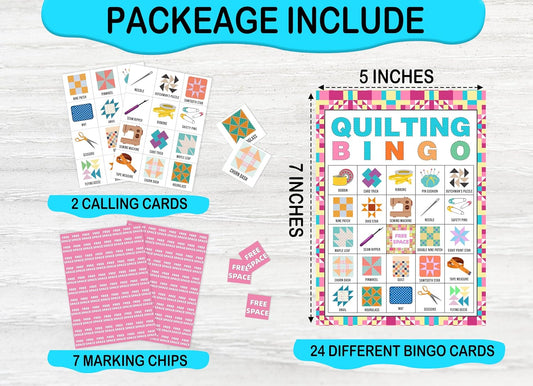 Quilting Bingo Game Cards, Quilt Club Bingo Games, Quilt Guild Game for 24 Players, Birthday Party Supplies for Adults Friends Family, Holiday Gathering Bingo Cards -20