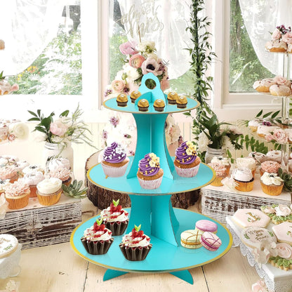 Soleebee 3-Tier Round Cupcake Stand, Cardboard Cupcake Tower, Dessert Cup Cake Stand Tower for Birthday Wedding Party Decoration, Cupcake Tier Stand 1 Set (Hot Pink)