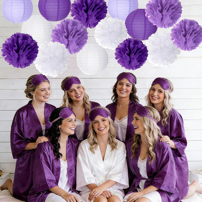 Paper Flower Lanterns Tissue Pom Poms Hanging Decorations Purple Flower Ball for Baby Shower Wedding Birthday Graduation Party Mother's Day
