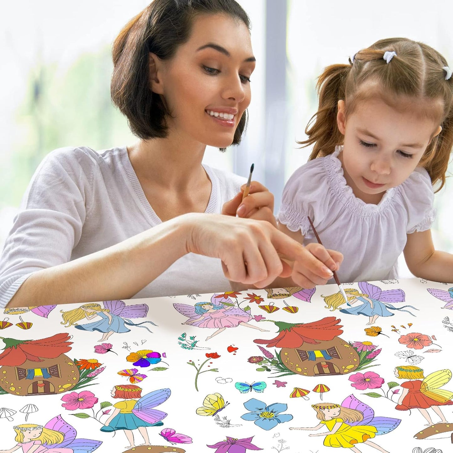 Giant Construction Party Coloring Tablecloth for Kids - Huge Construction Theme Table Cover Large Dump Truck Vehicle Painting Poster for Children Birthday Party Supplies 54x108 Inch