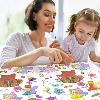 Giant Construction Party Coloring Tablecloth for Kids - Huge Construction Theme Table Cover Large Dump Truck Vehicle Painting Poster for Children Birthday Party Supplies 54x108 Inch