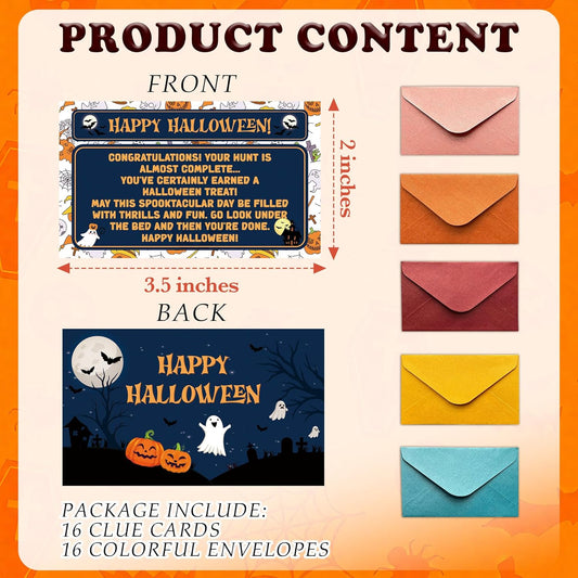Halloween Scavenger Hunt Games Set, Trick Or Treat Treasure Hunt Clue Games for Friends Family, Halloween Activities for Large Groups, Horror Party Supplies Decorations, 01
