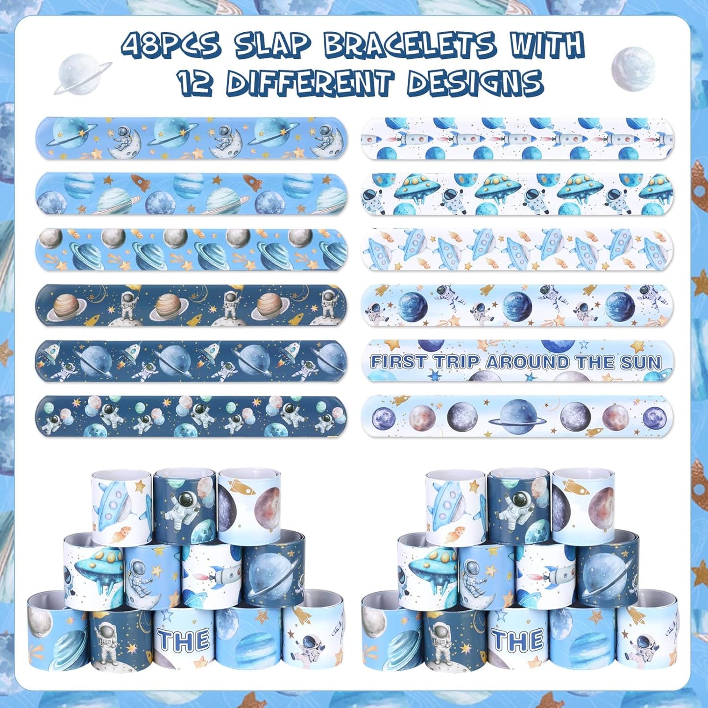 Serencatcher 48pcs Slap Bracelets Party Favors for Birthday Baby Shower Party Supplies Gifts