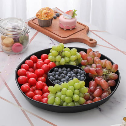 Chip and Dip Serving Set Divided Serving Platter Appetizers and Cheeses Serving Tray White Compartment Dishes for Party, Christmas, Dessert, Fruit, Candy, 13-inch Set of 2