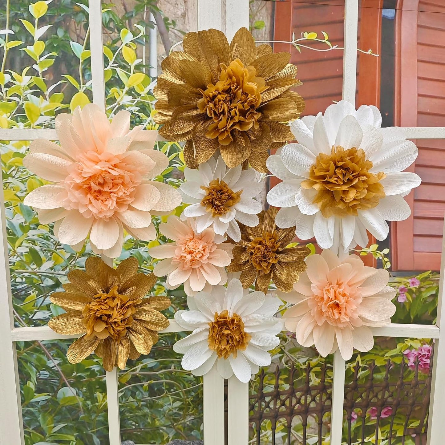 Crepe Paper Flower for Wall Decor Girls Birthday Party Backdrop Baby Shower Nursery Room Decoration Pack of 9 (Pastel)