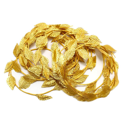 Hoypeyfiy 12 Pcs Gold Laurel Crown Wreath Headbands, Greek Goddess Roman Leaf Headpiece for Toga Party, Halloween Cosplay, Wedding, Prom, Festival Costume Accessories