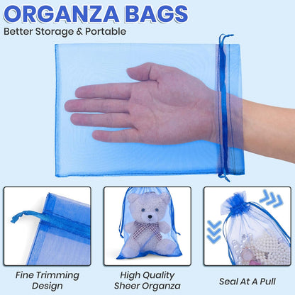 ANZNKU 50PCS Organza Bags 6x9 Large White Gift Bags for Candy Goodie Sachet Jewelry, Mesh Bag Drawstring Sheer Packaging Pouches for Wedding Favors Mother's Day Birthday Party Baby & Bridal Shower