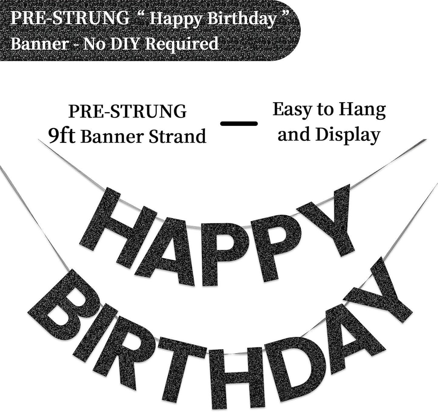 Happy Birthday Banner - 9ft Pre-Strung Happy Birthday Sign for Women, Men, Girls, Boys - No DIY Birthday Decorations & Party Supplies(Macaron)