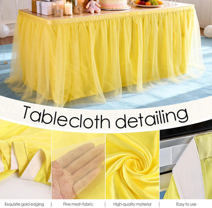 THARAHT Tulle Table Skirt 6FT 180CM Long for Rectangle Tables Round Tables Ruffle Desk Skirt for Princess Girls Birthday Party Cake Dessert Decorations Table Skirt
