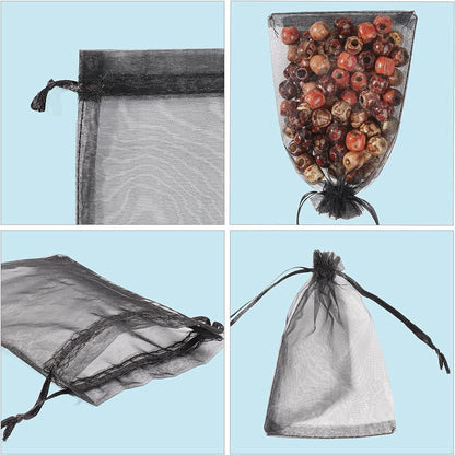 ANZNKU 50 Pack Organza Bags 5 x 7 in White Small Mesh Gift Bags Bulk Drawstring for Wedding Party Favors, Little Goodie Bag for Candy Jewelry Soap Makeup, Treat Sachet Pouch for Mothers Gifts Wrap