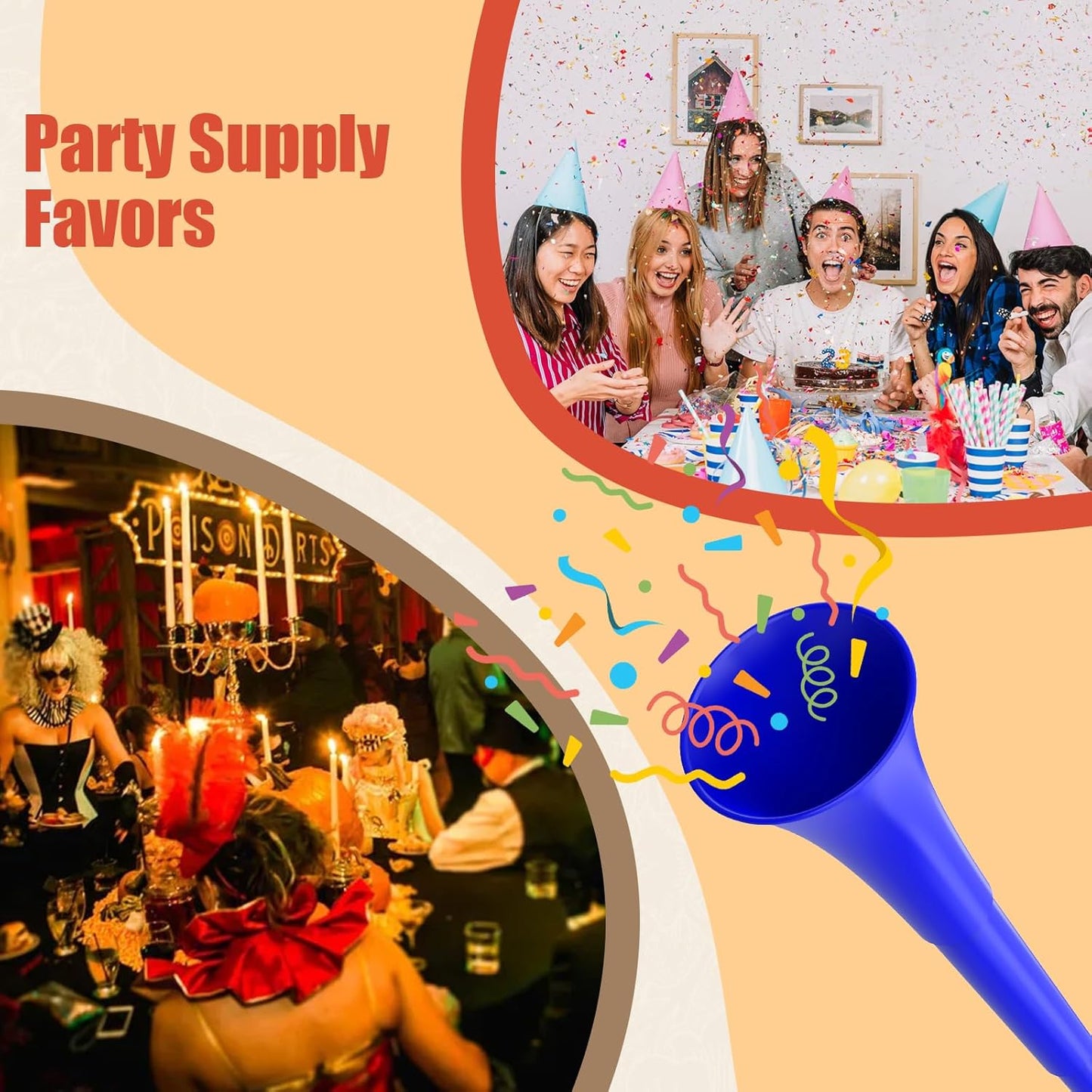 Collapsible Stadium Horn, Vuvuzela Plastic Blow Horns, Team Cheering Spirit Accessories Noisemakers, Foldable Trumpet Noise Makers for Sporting Events, Football Soccer Games, School Party Supply