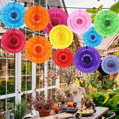 BestoFun 12PCS Paper Fans Hot Pink Party Decorations Tissue Paper Flowers Decorations Hanging Honeycomb Round Paper Fans Decoration for Girl Groovy Birthday Baby Shower Wedding