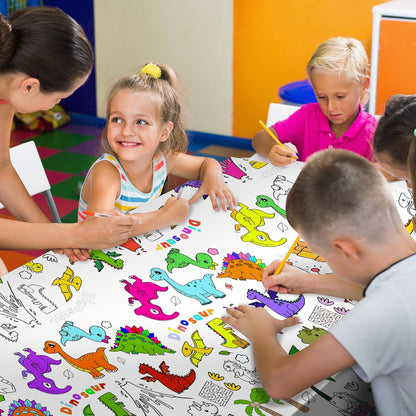 Giant Construction Party Coloring Tablecloth for Kids - Huge Construction Theme Table Cover Large Dump Truck Vehicle Painting Poster for Children Birthday Party Supplies 54x108 Inch