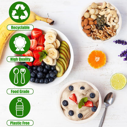 Tiaiidi 100 Pack 8 oz Disposable Paper Bowls,Compostable Bagasse Bowls,Small Biodegradable Heavy-Duty Bowls for Hot and Cold Food