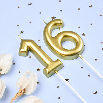 2.76 Inch Classical Gold 5 Number Birthday Candles, Gold Number Candles, Cake Number Candles, Party Celebration