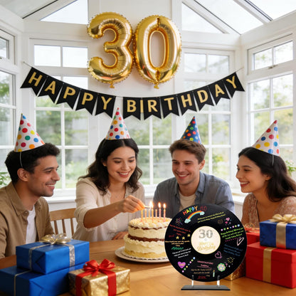 REEGII Vinyl Record Style Birthday Guest Book for Birthday Decorations - Large 11.6"x11.6" Sign-In Poster with 12 Pens | Unique Keepsake Gift for Birthday Party Decor (Happy Birthday, Golden, 11.6"L x 11.6"W)