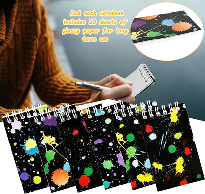 36 Pcs Mini Neon Notebooks Glow Party Small Spiral Notepads Neon Party Favors for Kids Birthday Gifts School Classroom Rewards, 6 Styles