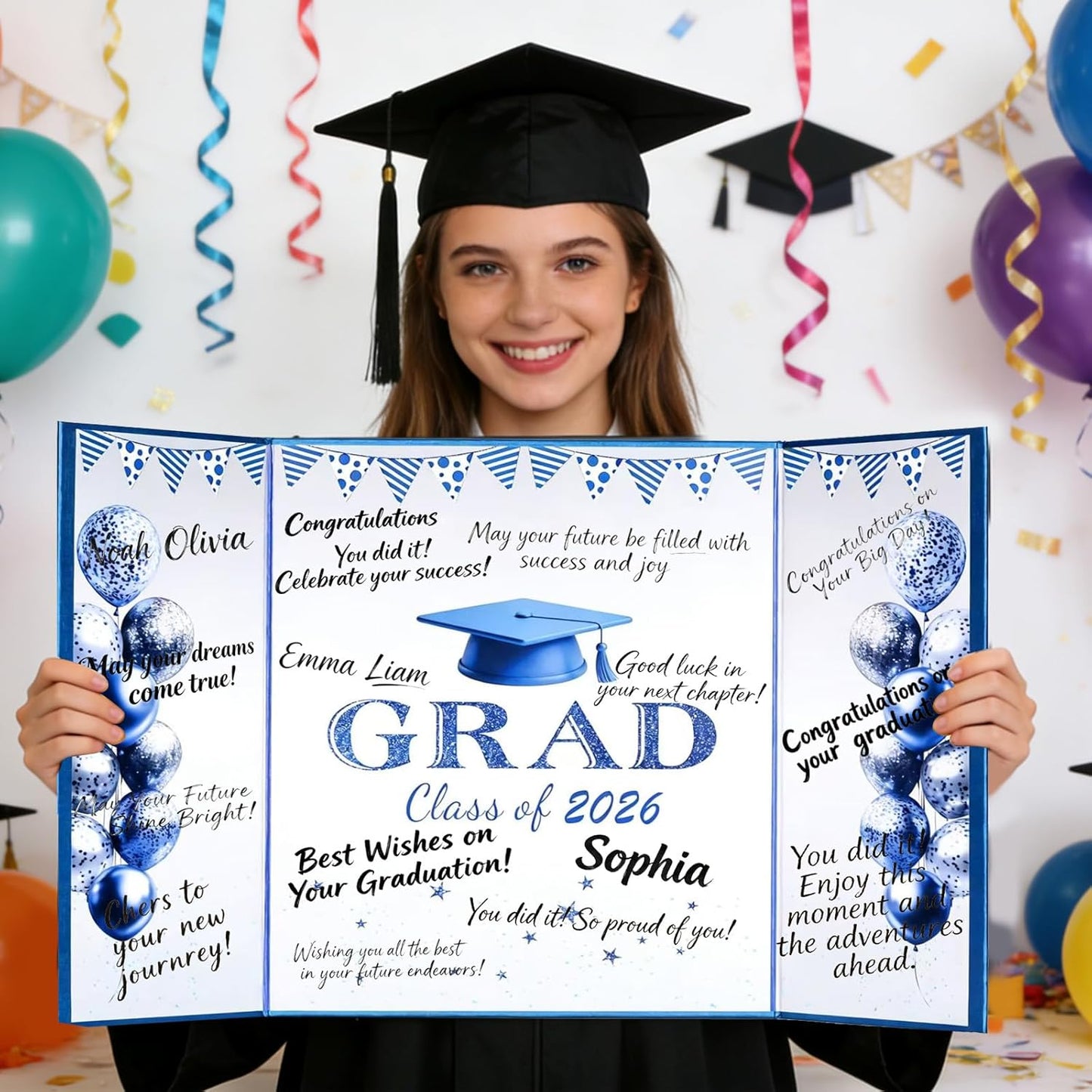 Green Graduation Party Decorations Class of 2026 - Extra Large 22" x 14" Graduation Guest Book to Sign Signature Board for Graduation Gifts Congrats Grad Party Favors Supplies Decor Keepsake