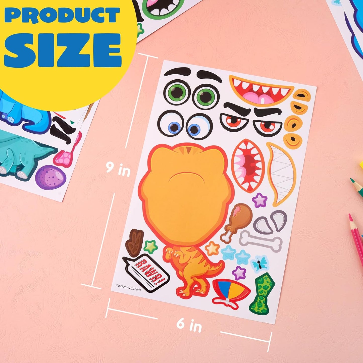 JOYIN 24 Sheets 9"x6" Make a face Stickers for Kids, Make Your Own Stickers with Unicorn, Dinosaur, Sea and Safari Animals, Party Favors Kids Crafts, Goodie Bags Stuffers Classroom Activities