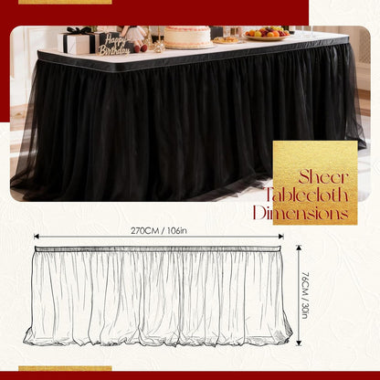 THARAHT Tulle Table Skirt 6FT 180CM Long for Rectangle Tables Round Tables Ruffle Desk Skirt for Princess Girls Birthday Party Cake Dessert Decorations Table Skirt