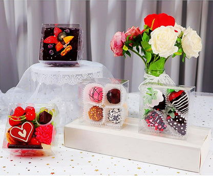 20 Pack Bakery Boxes 5x5x2 Inches Chocolate Covered Strawberries Boxes for 4 Mini Cake & Cookies Macaron Pie Browines boxes