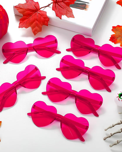 Frienda 20 Pairs Heart Shaped Sunglasses Rimless Candy Color Glasses for Women Men Party Favor