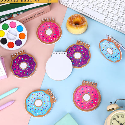 24 Pcs Mini Spiral Notebook Cute Donut Notebook Birthday Notepad Kawaii Donut Memo Pad Notebooks for Kids Party Favors Goodie Bag Stuffers, 3.34x3.74 Inch