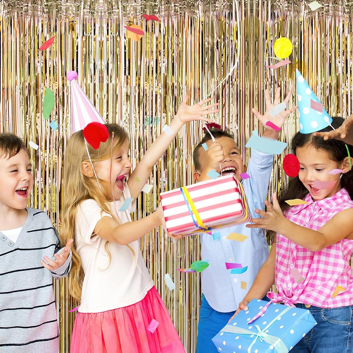 20 Pack Silver Foil Curtain Backdrop 3.2ft x 8.2ft Foil Fringe Backdrop Curtain Metallic Tinsel Foil Fringe Curtains Streamer Backdrop Curtains for Birthday Party Decorations Photo Booth (Silver)
