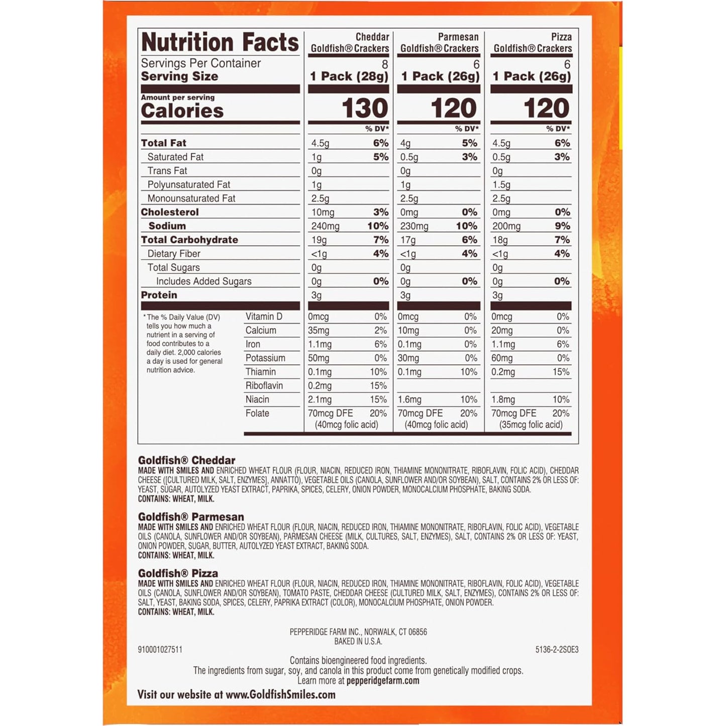 Goldfish Crackers Big Smiles Variety Pack with Cheddar, Colors, and Pretzels, Snack Packs, 30 Ct