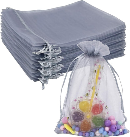 Jexila 120PCS Sheer Organza Bags 5X7 inches Mesh Drawstring Gift Bags Small for Jewelry Wedding Party Baby Shower Favor Bags (Rainbow )
