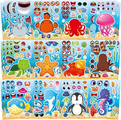 24 Sheets Make a Face Stickers for Kids Toddlers, Make Your Own Animal Mix and Match Sticker Sheets with Sea Animals Horses Dinosaurs Unicorns for Kids Crafts Party Favors Goodie Bags Stuffers