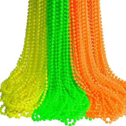 Glow in the Dark Beads Necklaces Glow Party Supplies, 33" Yellow Green Orange UV Black Light Necklaces for Glow Party Favors Night Accessories, Halloween Birthday Party Decorations