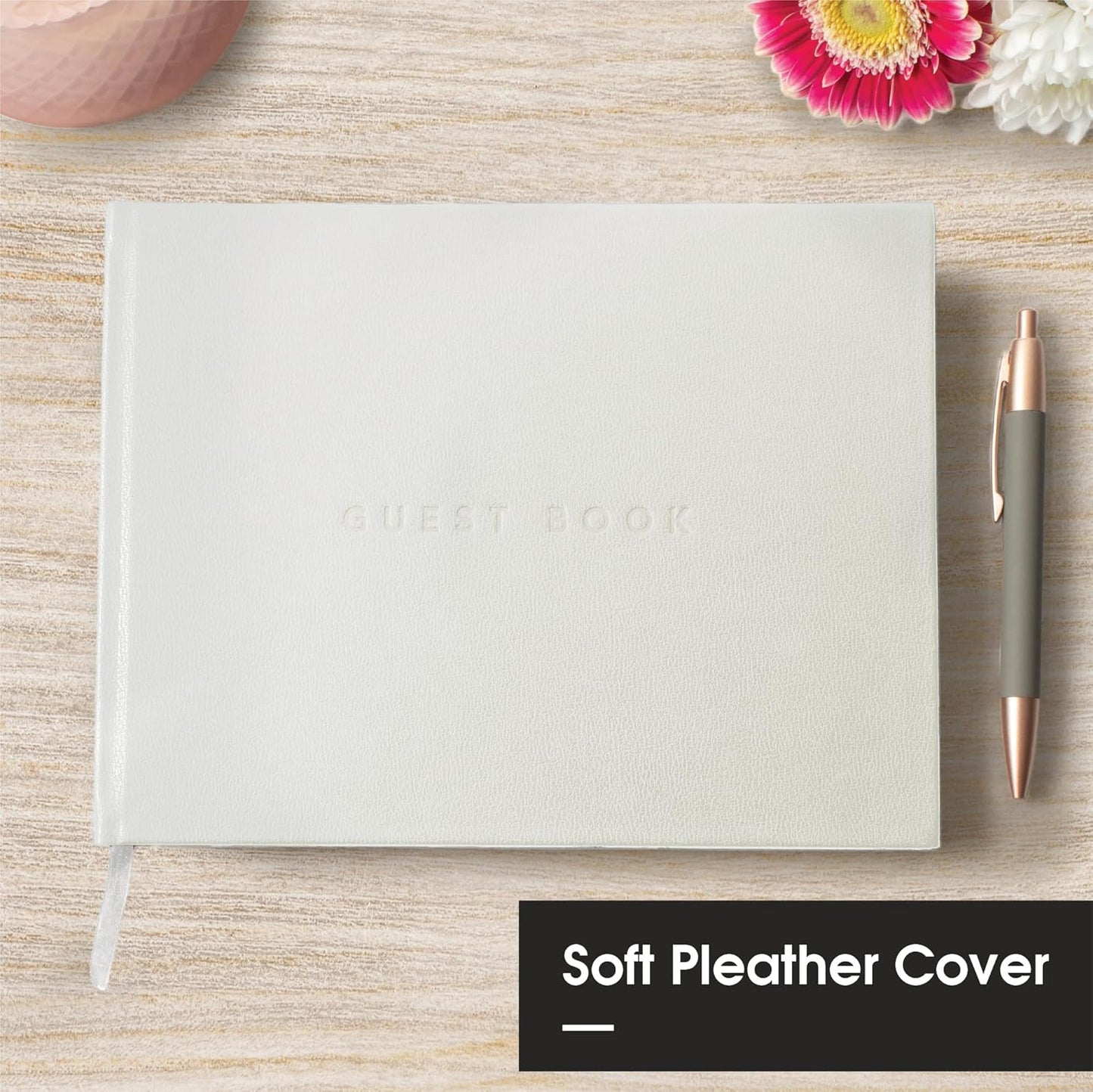 Useful Co. Black Guest Book, Use as Guest Book Wedding Reception, Sign in Book, Guest Book for Vacation Home, Funeral Guest Book, Hardbound Guestbook, Leather Cover, 112 Pages, 9 x 7 Inches