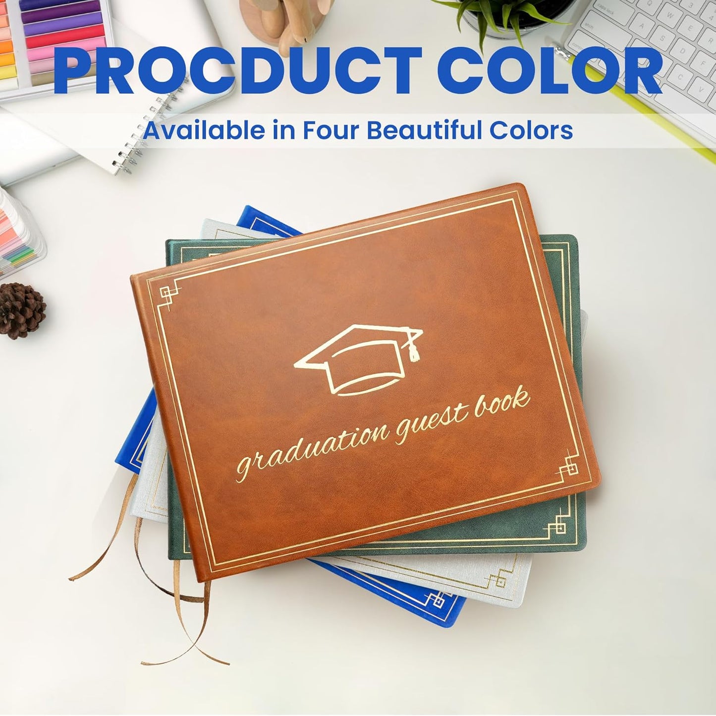2026 Graduation Guest Book - Elegant 7x9 Inch White, Graduation Memory Book 2026 with Premium 120 Pages, 2026 Graduation Guest Sign in Book for College Graduates (Classic Graduation Gift)