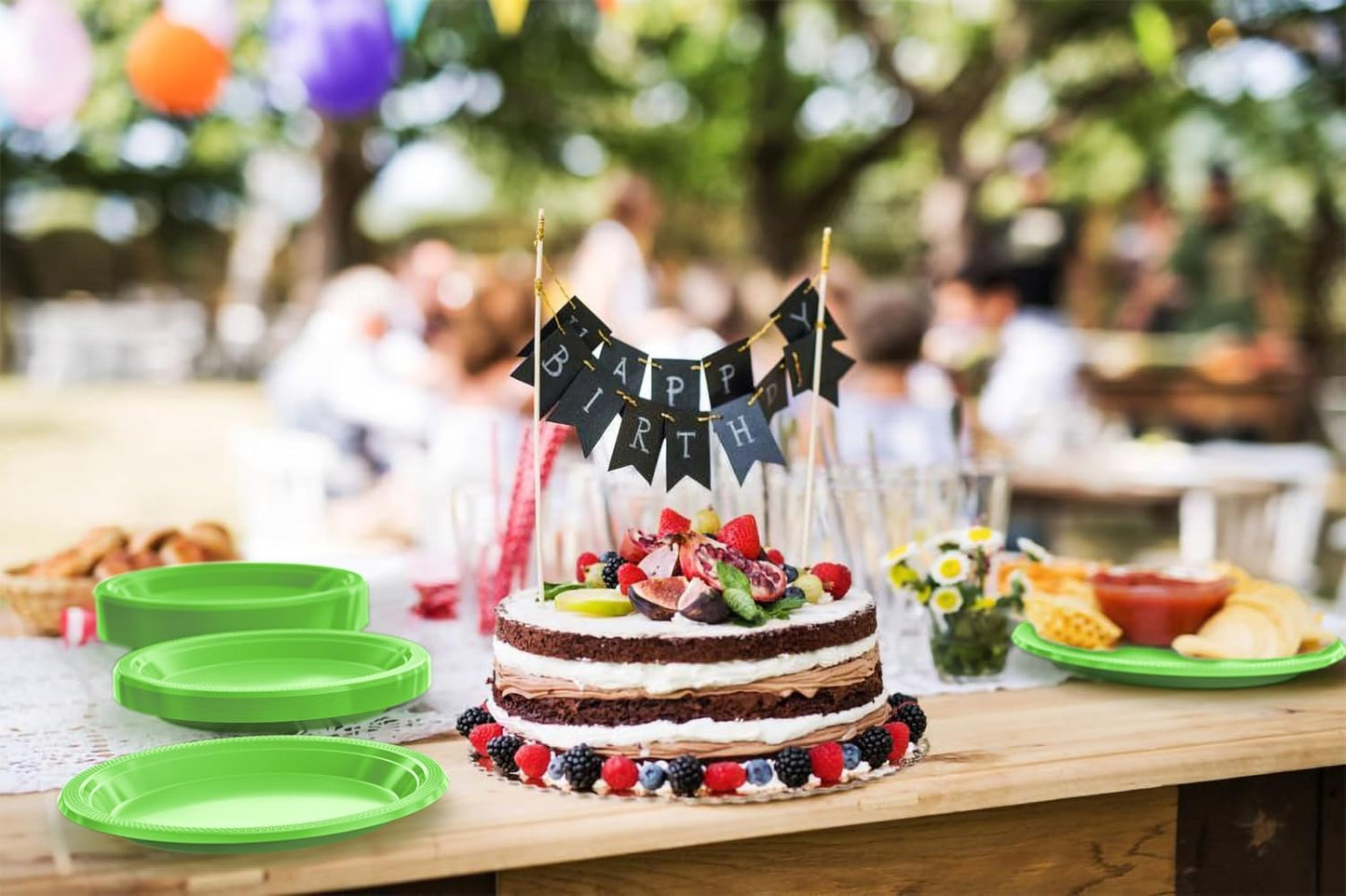 Party Solids Black Plastic Plates For Party 10" Black Disposable Plates For Party Supplies 100 Pcs Plastic Dinnerware Sets Heavy Duty 350 GSM Disposable Dinnerware Set