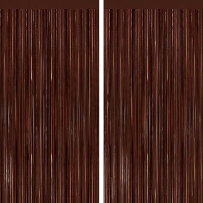 Black Fringe Curtain Party Streamers 2Pack 3.3x8.3 Ft Foil Fringe Backdrop Curtains for Birthday Wedding Bridal Baby Shower Halloween Decor Tinsel Streamers Black Party Decorations Door Streamers