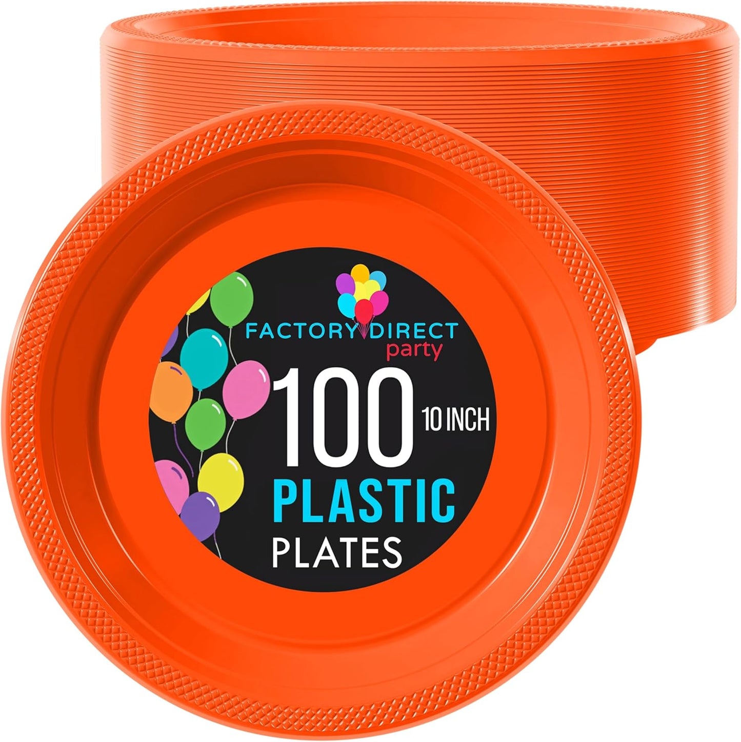 Party Solids Black Plastic Plates For Party 10" Black Disposable Plates For Party Supplies 100 Pcs Plastic Dinnerware Sets Heavy Duty 350 GSM Disposable Dinnerware Set