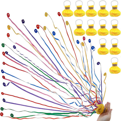 12 pcs Confetti Popper Hand Throw Streamers, No Mess Colorful Streamer Poppers, for Baby Shower, Party Celebrations, Wedding, Birthday (White)