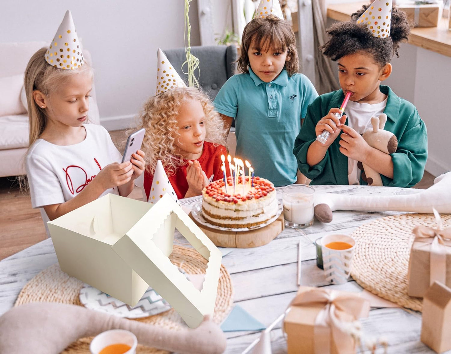 15 Pcs Cake Boxes,12x12x8 Inches White Bakery Boxes with Window,Tall Dessert Boxes,Cookie Boxes for Multi-Layer Cakes,Cake Containers for Birthday,Party,Valentine’s Day by GBF