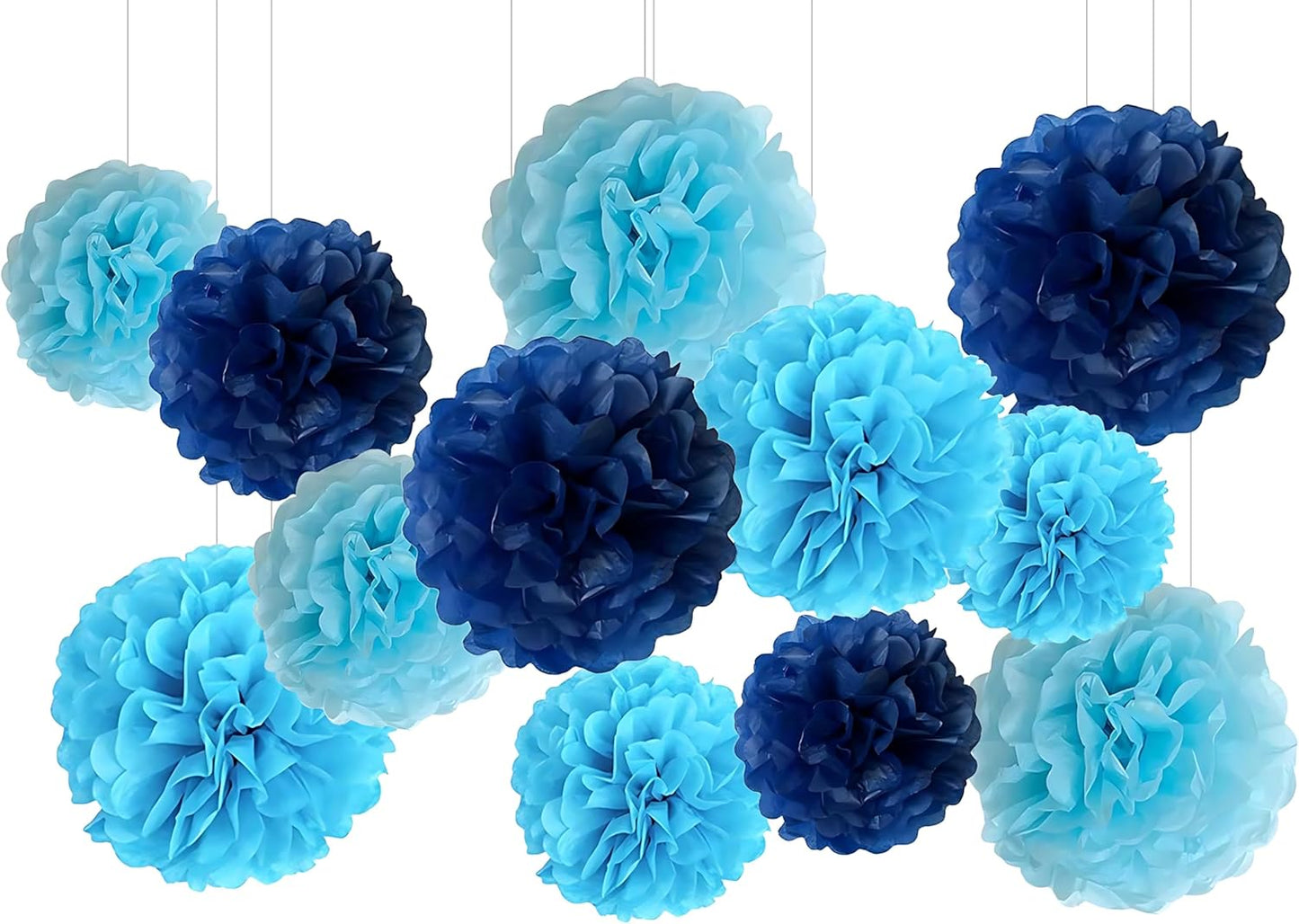 XIKSXITN 12 pc Rose Gold Gradient Tissue Paper Pom poms-Hanging Gold Dot White Paper Pom Poms Paper Flowers Ball for Party Decorative(8&10&12 inch)