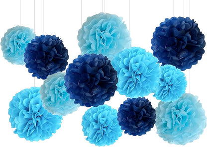 XIKSXITN 12 pc Rose Gold Gradient Tissue Paper Pom poms-Hanging Gold Dot White Paper Pom Poms Paper Flowers Ball for Party Decorative(8&10&12 inch)