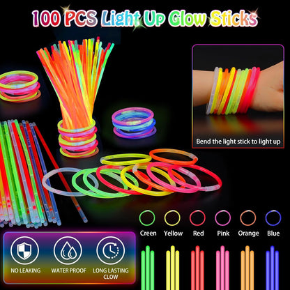 Light Up Glow Sticks Fidget Pop Tubes, 24 Pack Glow in The Dark Party Supplies Toddler Sensory Toys, Glow Stick Thanksgiving Christmas Party Favors Party Pack Gifts for Kids