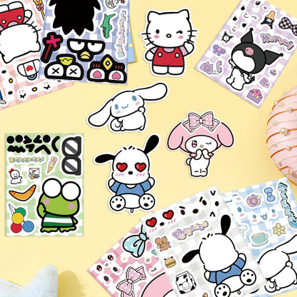 24 Sheets Cool Monster Sticker Cute Cartoon Charaters Make Your Own Sticker, Make a Face Stickers Party Favors Activities Gifts (c)