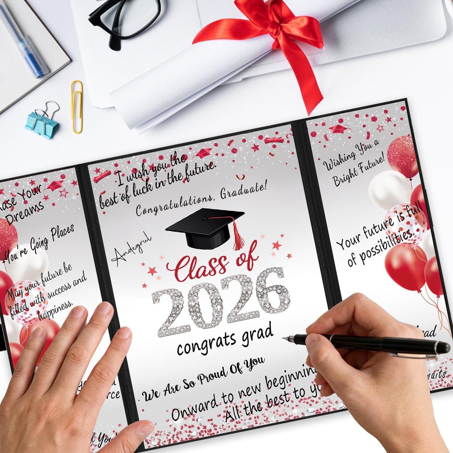 QIYANPAX Graduation Guest Book 2026, Blue and Gold Graduation Decorations Class of 2026, Graduation Signature Book, Congrats Grad Guest Book Alternative, Unique Graduation Gifts