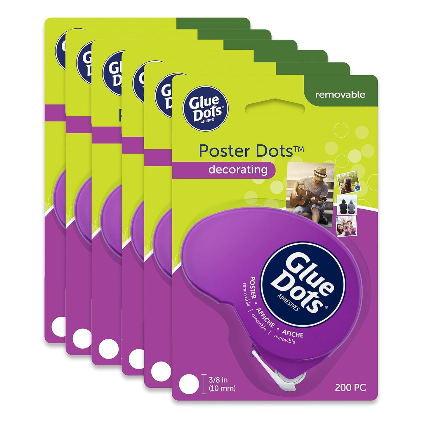 Glue Dots .375" Poster Dot Disposable Dispenser - 200 Clear Dots